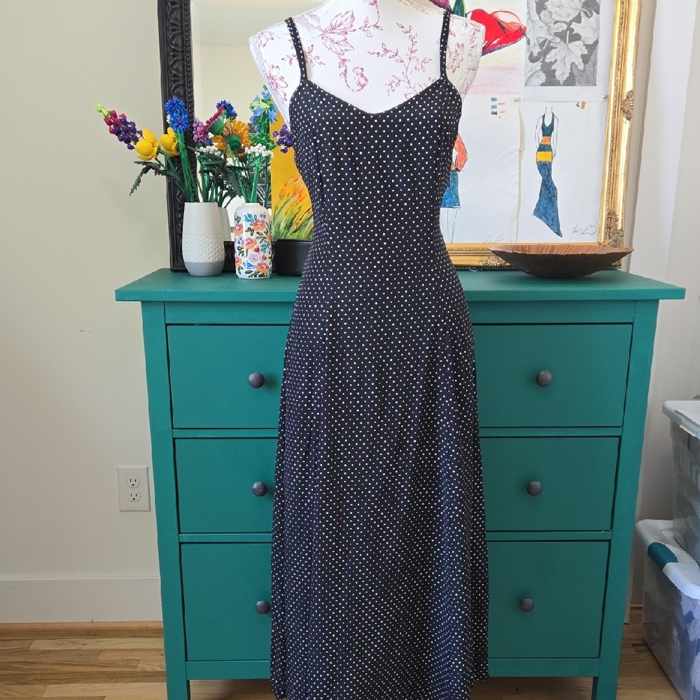 My Michelle Blue and White Spaghetti Strap Maxi Dress